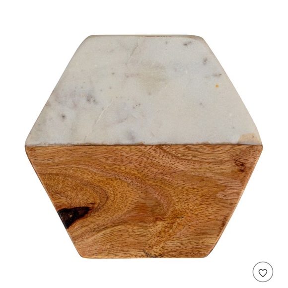 Marble and Wood Coasters Hexagon Set of 4 NWT - Picture 11 of 13